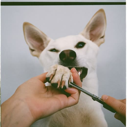 A dog's paw having its nails clipped